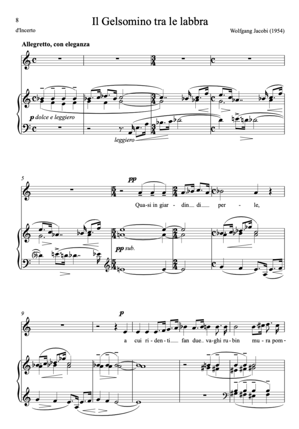 Jacobi, Wolfgang: Italienische Lieder für Sopran und Klavier (1954) herausgegeben von Birger Petersen