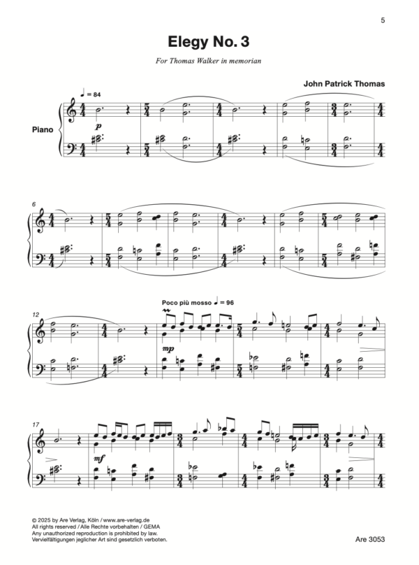 Thomas, John Patrick: »Four Elegies« for Piano (1985-2002) – Bild 2