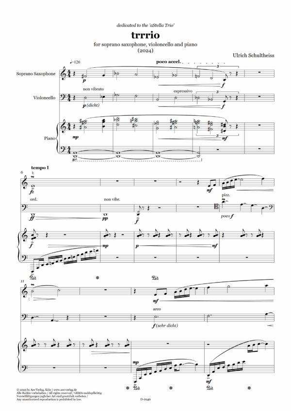 Ulrich Schultheiss: trrrio for soprano saxophone, violoncello and piano (2024) – Bild 2