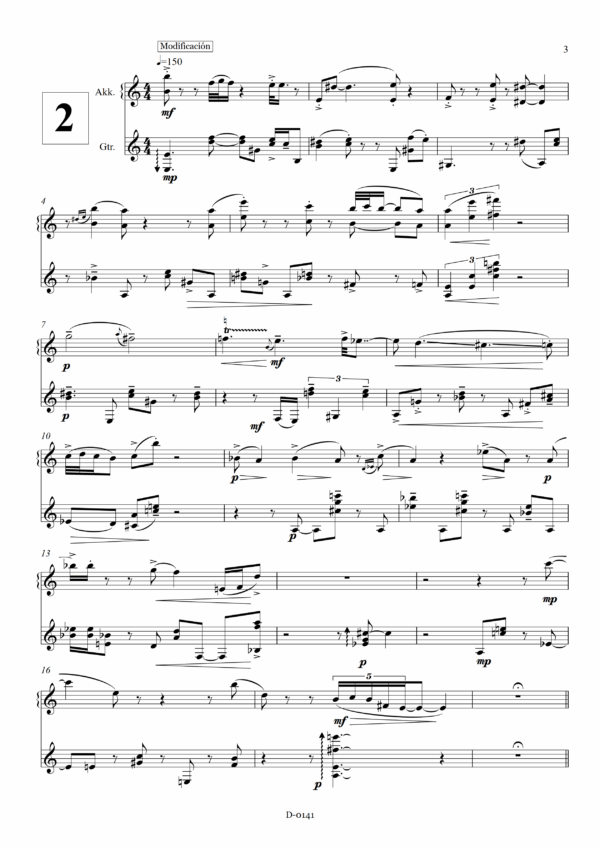Ulrich Schultheiss: "tangominuten" für Akkordeon und Gitarre (1999/2000) – Bild 3