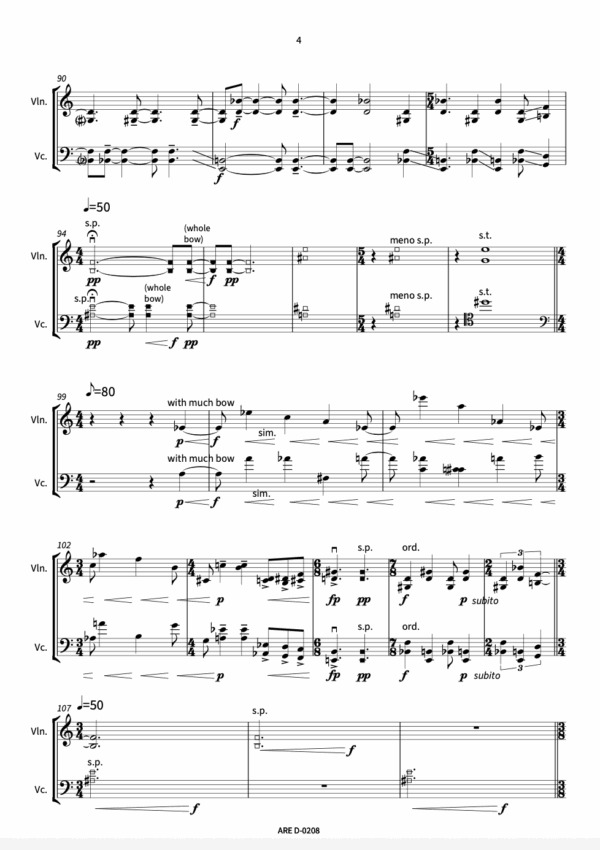 Schultheis, Michael: "Beauty is my desire, darkness my companion" für Violine und Violoncello (2022) – Bild 3